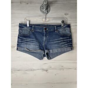 Express Jeans Shorts Womens 10 Blue Denim Cuffed Distressed Casual Stretch 2000s